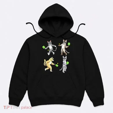 Cats Playing Pickleball Hoodie