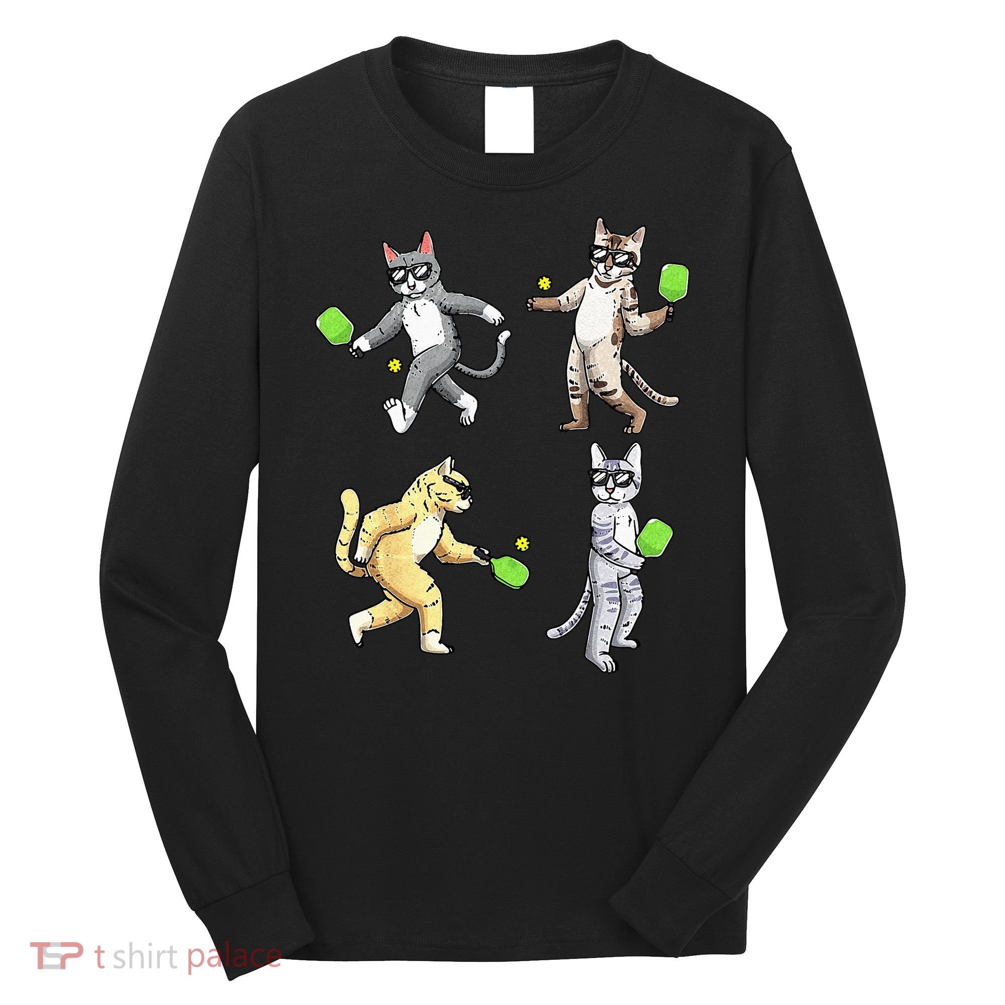Cats Playing Pickleball Long Sleeve Shirt