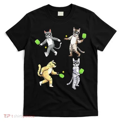 Cats Playing Pickleball T-Shirt