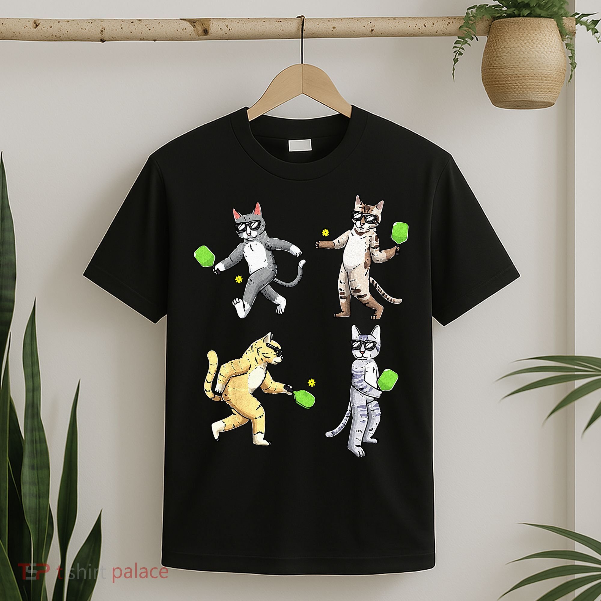 Cats Playing Pickleball T-Shirt