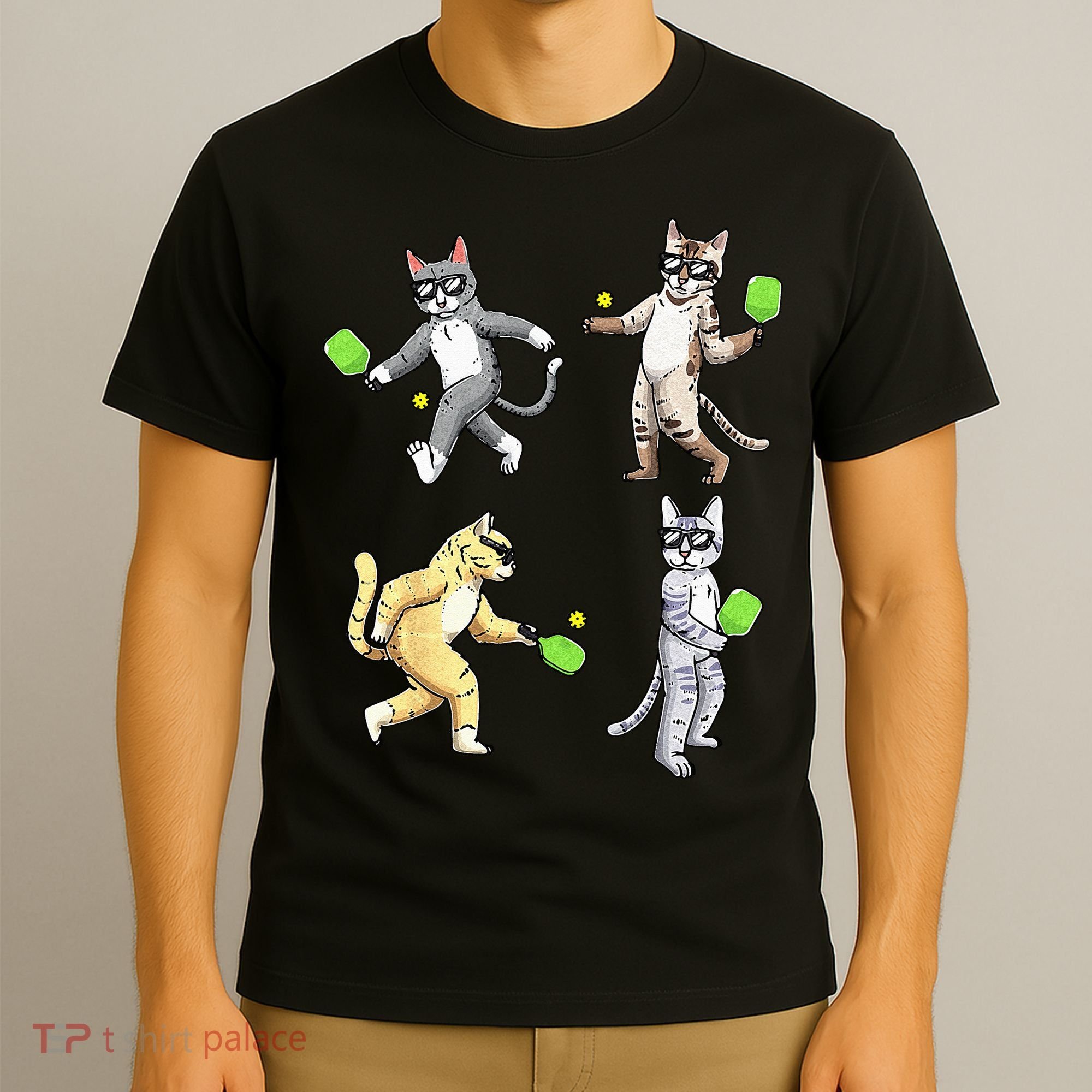 Cats Playing Pickleball T-Shirt