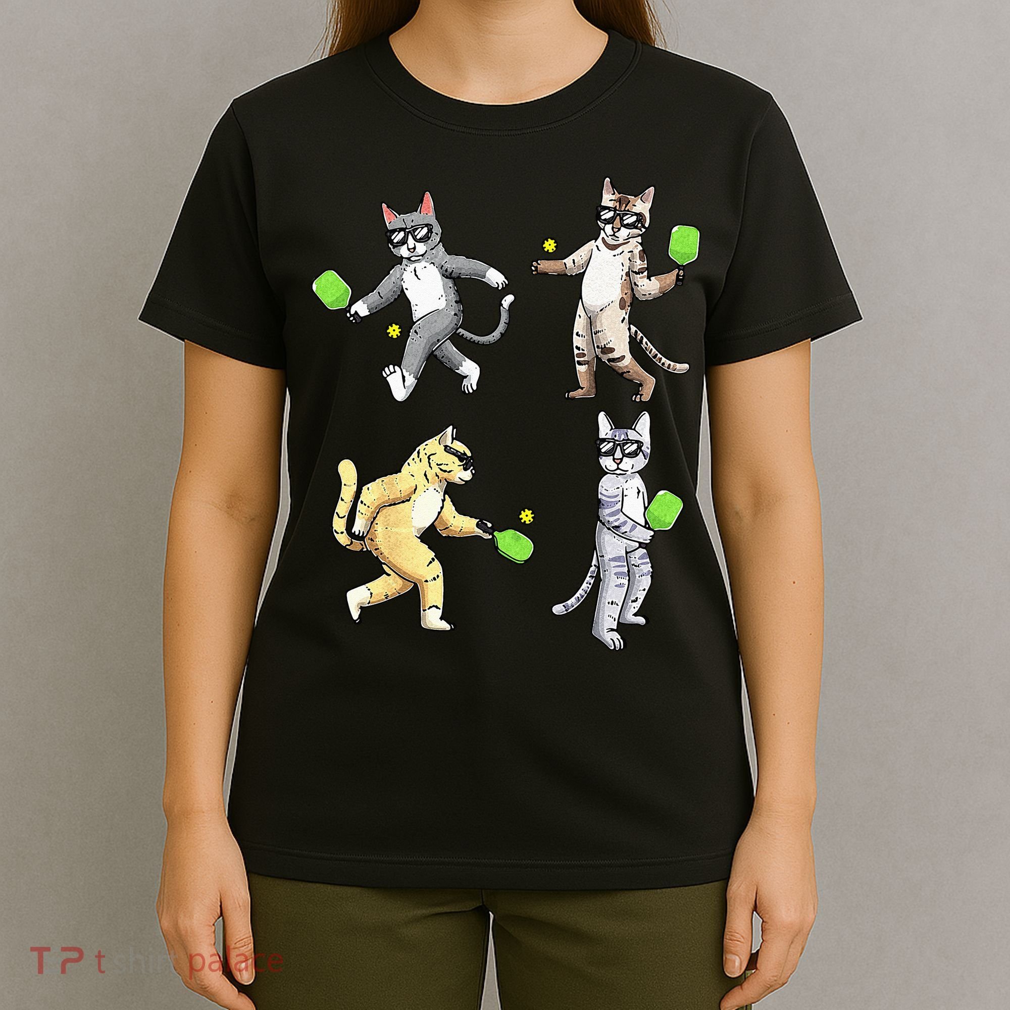 Cats Playing Pickleball T-Shirt