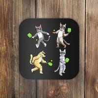 Cats Playing Pickleball Coaster thumb 0
