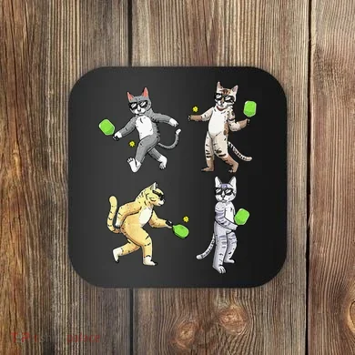 Cats Playing Pickleball Coaster