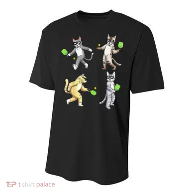 Cats Playing Pickleball Youth Performance Sprint T-Shirt
