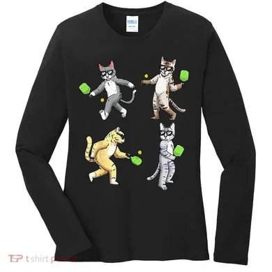 Cats Playing Pickleball Women's Long Sleeve Shirt