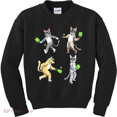 Cats Playing Pickleball Kids Sweatshirt