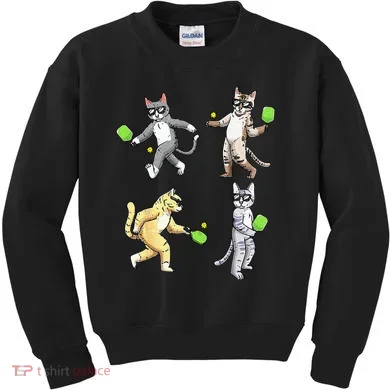 Cats Playing Pickleball Kids Sweatshirt
