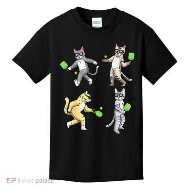 Cats Playing Pickleball Kids T-Shirt