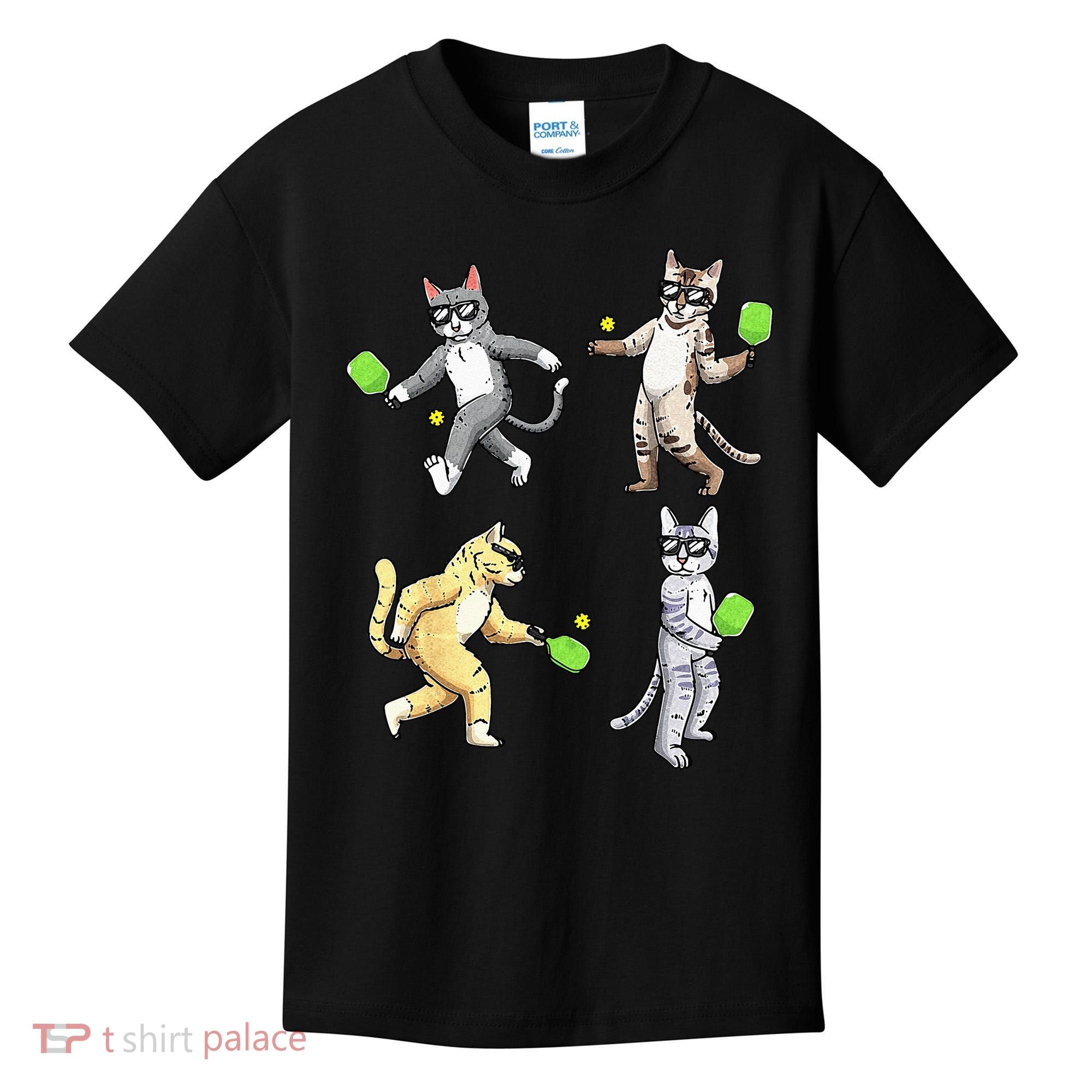 Cats Playing Pickleball Kids T-Shirt