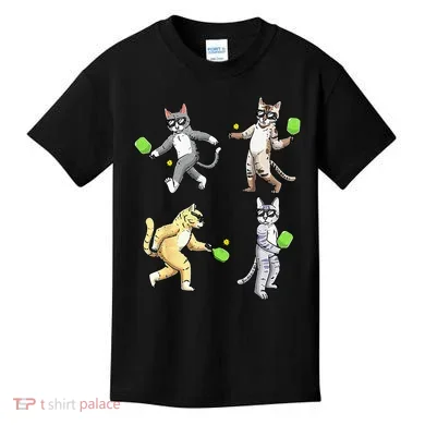 Cats Playing Pickleball Kids T-Shirt