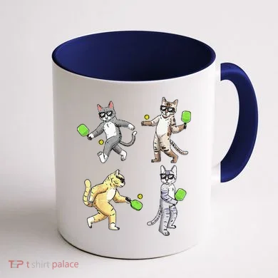 Cats Playing Pickleball Coffee Mug back