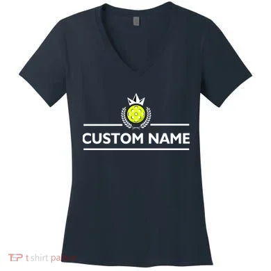 Custom Pickleball Personalize Team Name Women's V-Neck T-Shirt