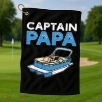Captain Papa. Pontoon Boat Captain Golf Towel thumb 1