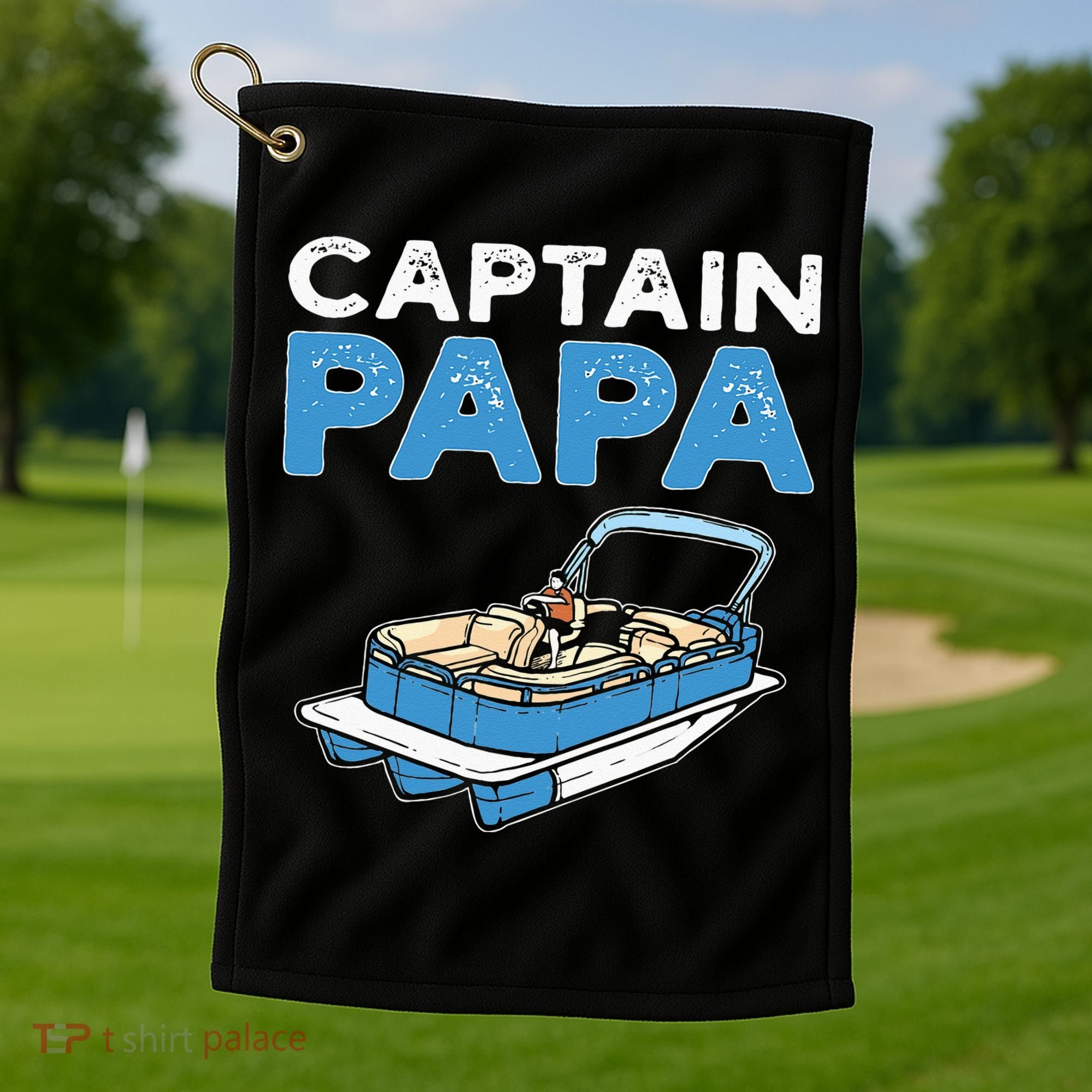 Captain Papa. Pontoon Boat Captain Golf Towel