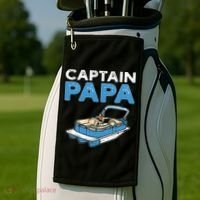Captain Papa. Pontoon Boat Captain Golf Towel thumb 2