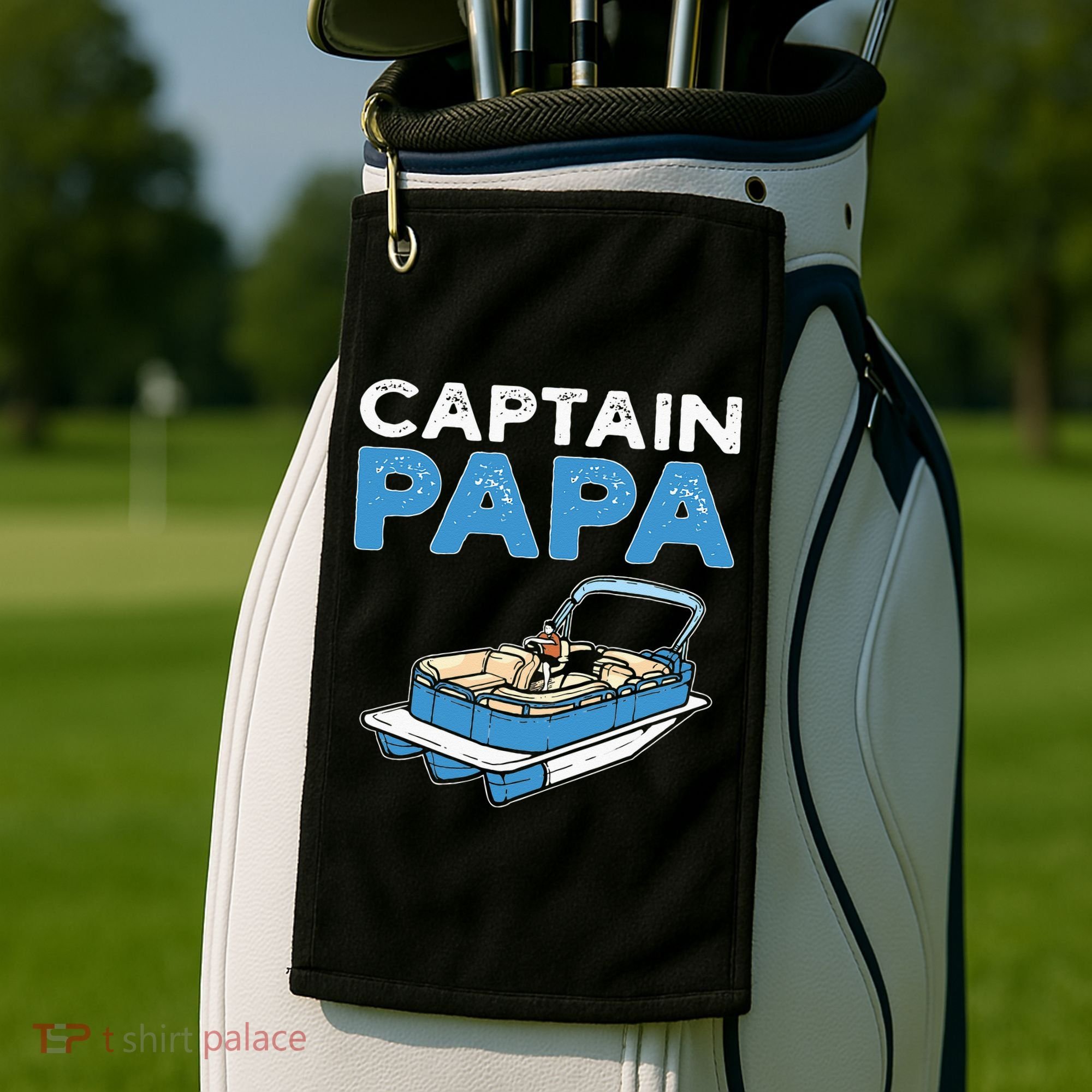 Captain Papa. Pontoon Boat Captain Golf Towel