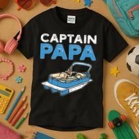 Captain Papa. Pontoon Boat Captain Kids T-Shirt thumb 3