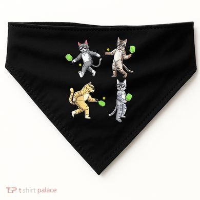 Cats Playing Pickleball USA-Made Doggie Bandana
