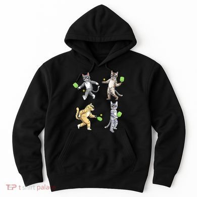 Cats Playing Pickleball Hoodie