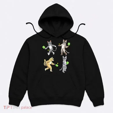 Cats Playing Pickleball Hoodie