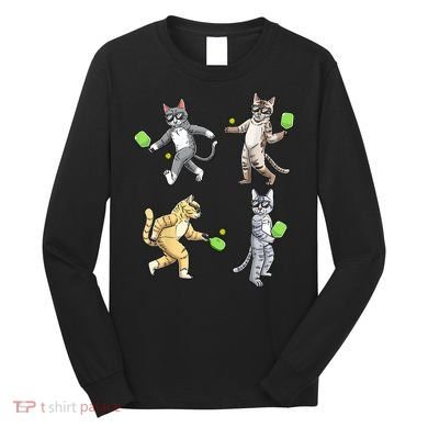 Cats Playing Pickleball Long Sleeve Shirt
