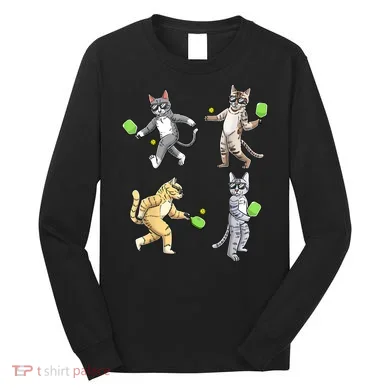 Cats Playing Pickleball Long Sleeve Shirt