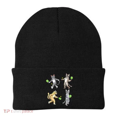 Cats Playing Pickleball Beanie