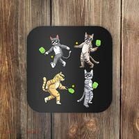 Cats Playing Pickleball Coaster thumb 0