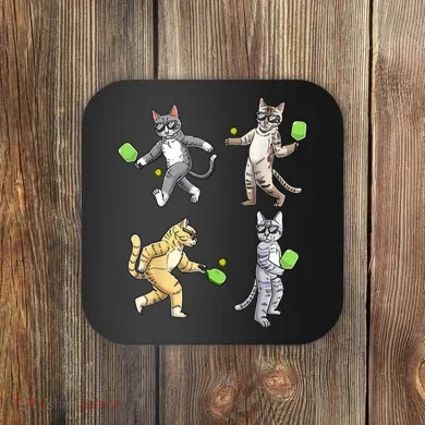 Cats Playing Pickleball Coaster