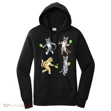 Cats Playing Pickleball Women's Hoodie