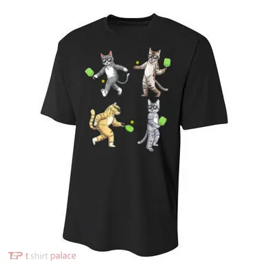 Cats Playing Pickleball Youth Performance Sprint T-Shirt