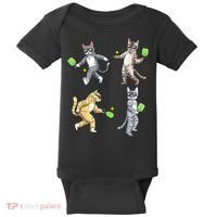 Cats Playing Pickleball Baby Bodysuit thumb 0