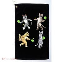 Cats Playing Pickleball Golf Towel thumb 0