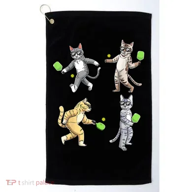 Cats Playing Pickleball Golf Towel