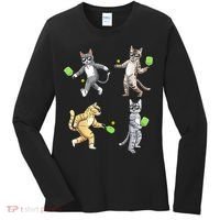 Cats Playing Pickleball Women's Long Sleeve Shirt thumb 0