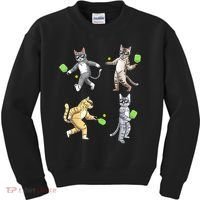 Cats Playing Pickleball Kids Sweatshirt thumb 0