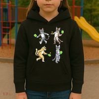 Cats Playing Pickleball Kids Hoodie thumb 3