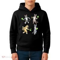 Cats Playing Pickleball Kids Hoodie thumb 4