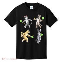 Cats Playing Pickleball Kids T-Shirt thumb 0