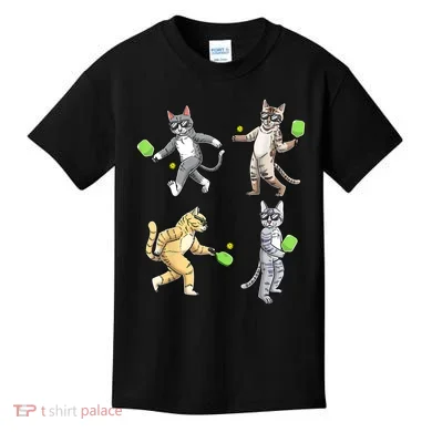 Cats Playing Pickleball Kids T-Shirt
