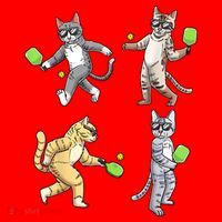 Cats Playing Pickleball Santa Hat thumb 1