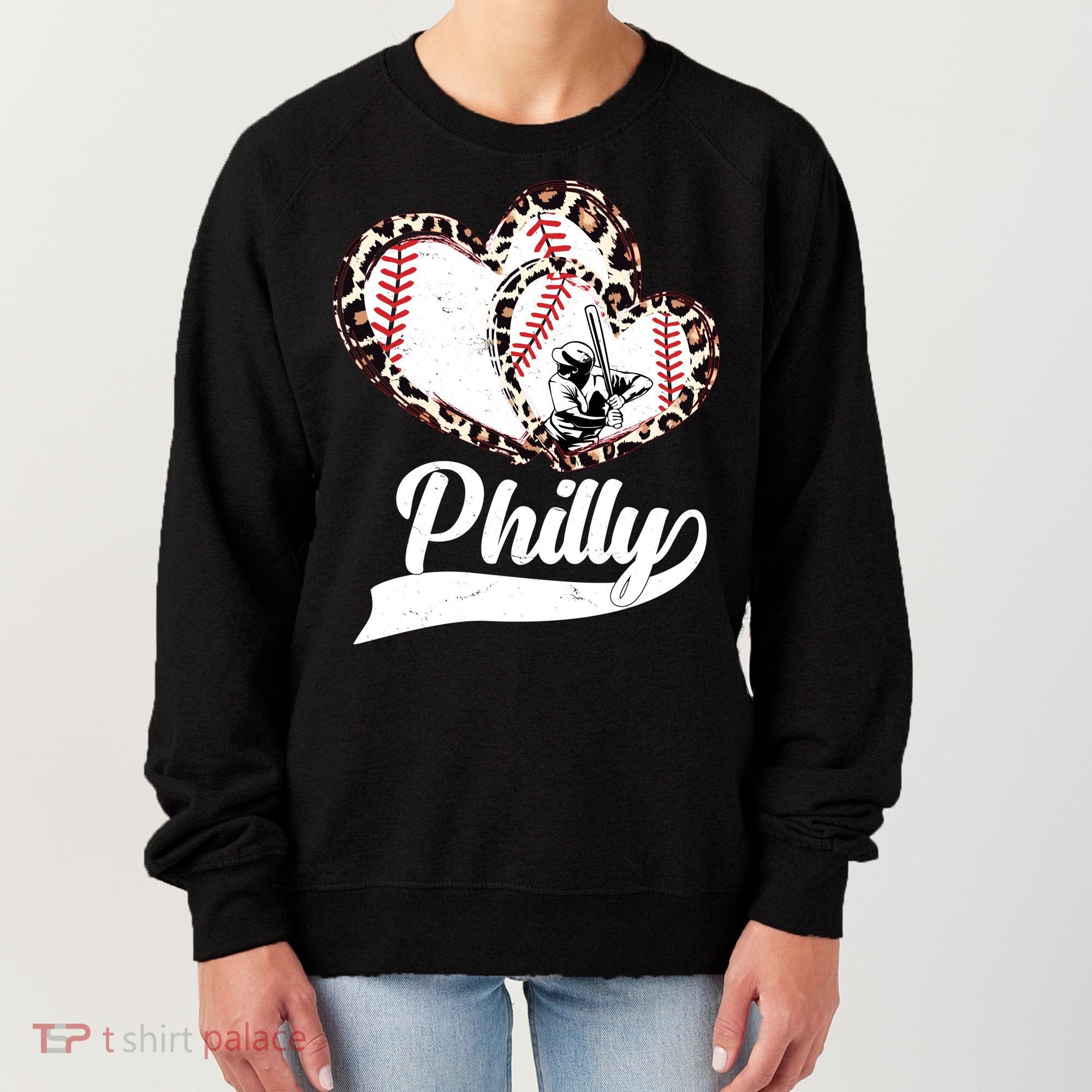 Cute Philly Philadelphia Baseball Hearts Women's Sweatshirt