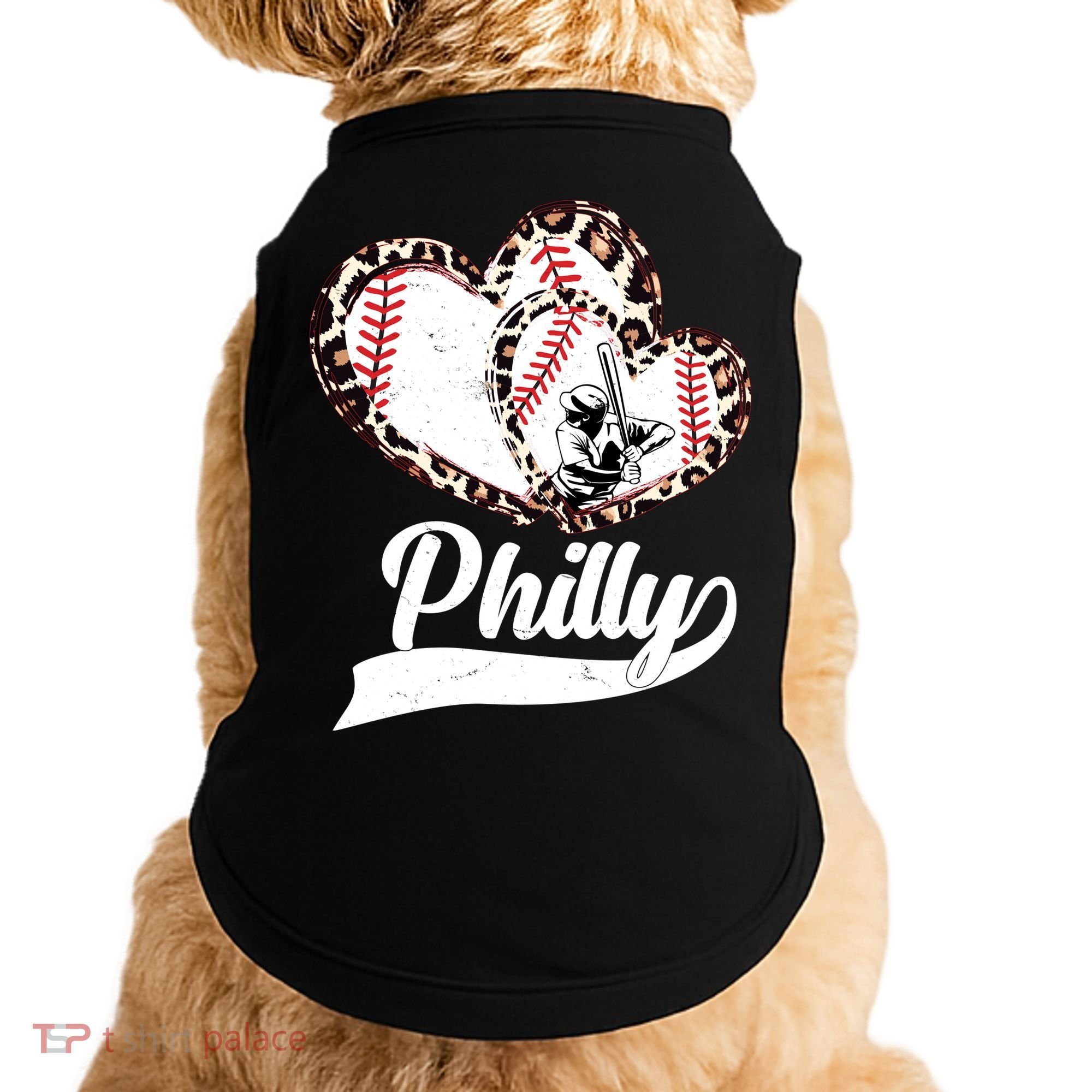 Cute Philly Philadelphia Baseball Hearts Doggie Tank
