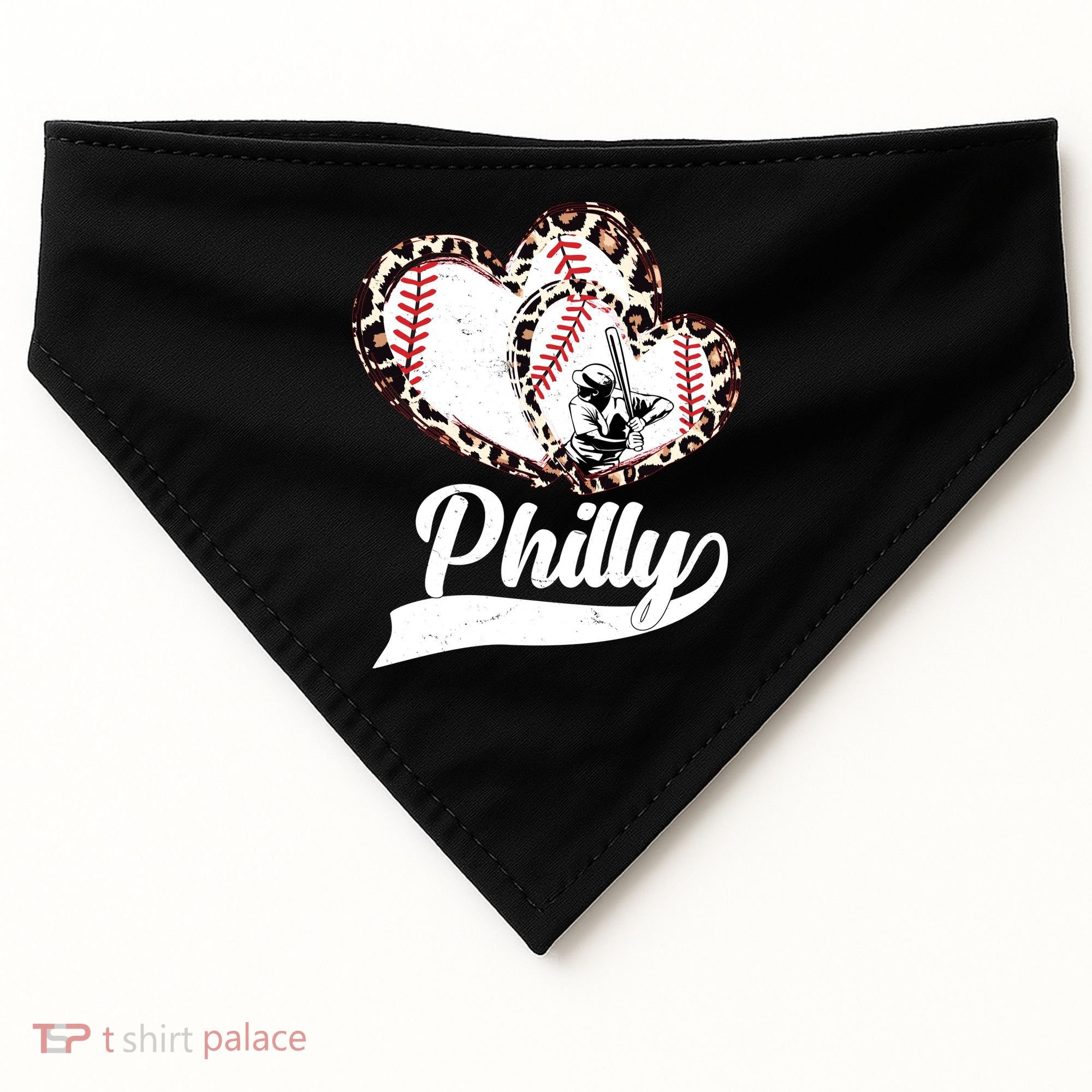 Cute Philly Philadelphia Baseball Hearts USA-Made Doggie Bandana