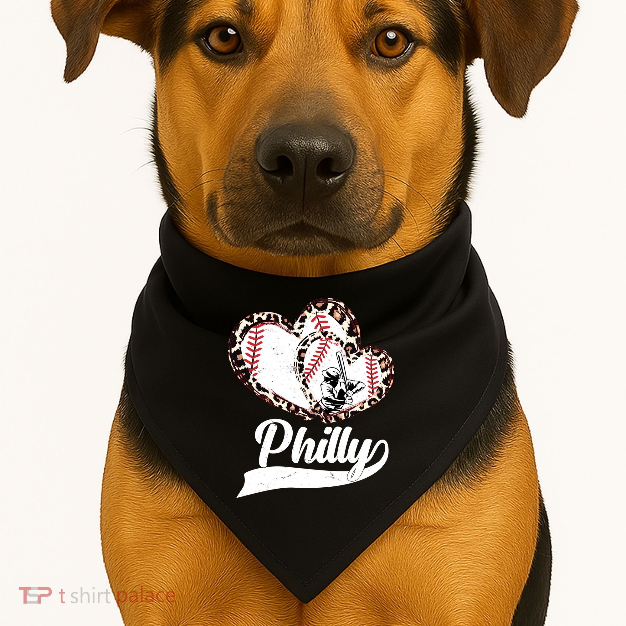 Cute Philly Philadelphia Baseball Hearts USA-Made Doggie Bandana
