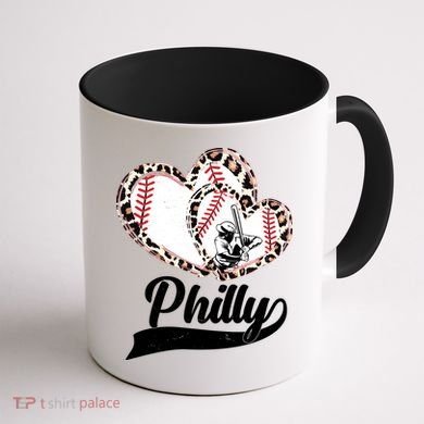 Cute Philly Philadelphia Baseball Hearts Coffee Mug back