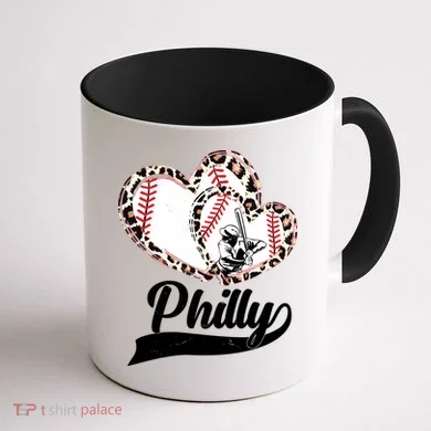 Cute Philly Philadelphia Baseball Hearts Coffee Mug back