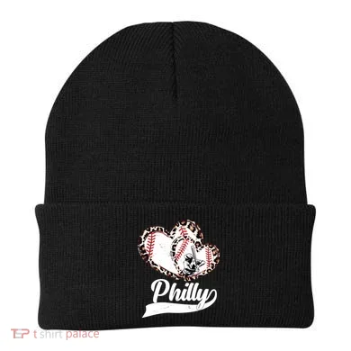 Cute Philly Philadelphia Baseball Hearts Beanie