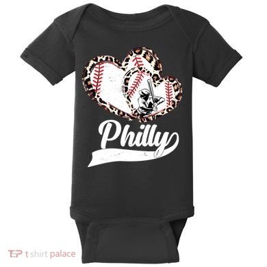 Cute Philly Philadelphia Baseball Hearts Baby Bodysuit
